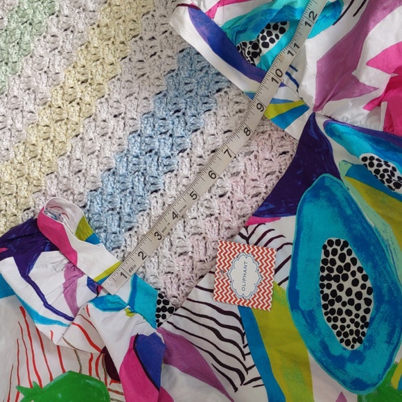 NWT Oliphant Small Square Neck Smocked Bubble Hem Puff Sleeve Mini Dress - Picture 9 of 14